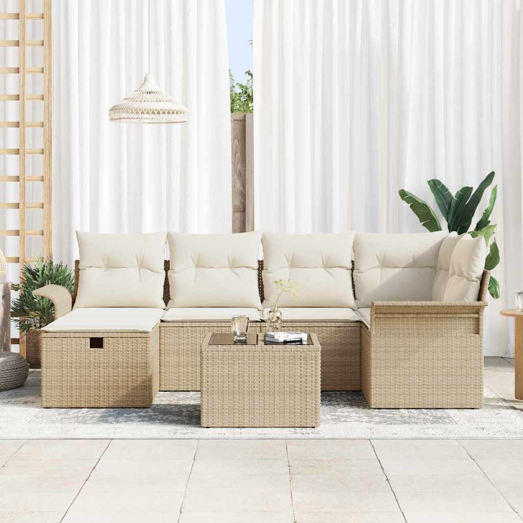 Set Divano da Giardino con cuscino 7 pcs Poly Rattan | homemem39