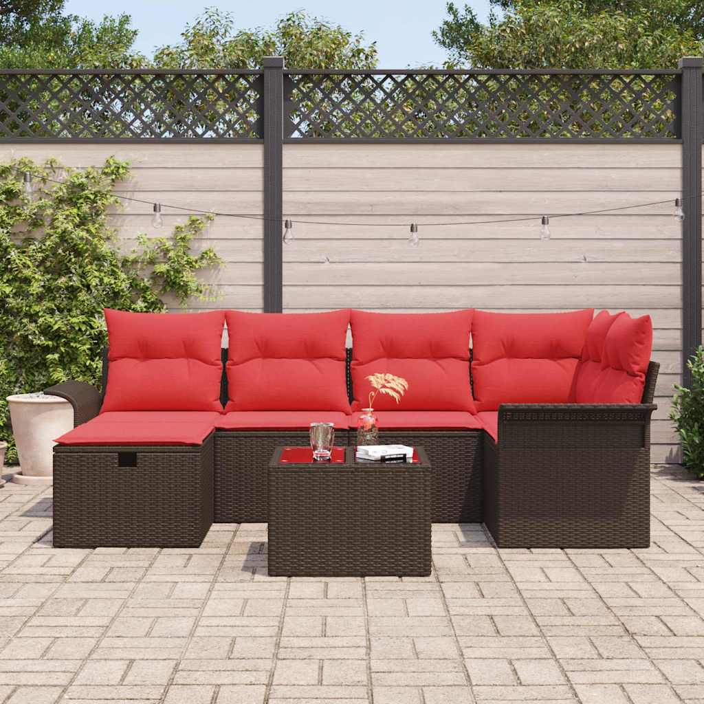 Set Divano da Giardino con cuscino 7 pcs Poly Rattan | homemem39