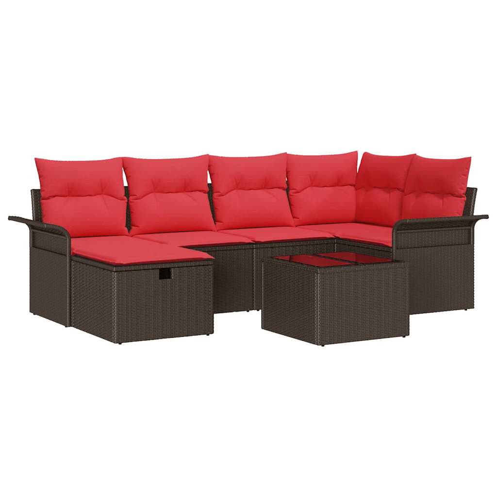 Set Divano da Giardino con cuscino 7 pcs Poly Rattan | homemem39