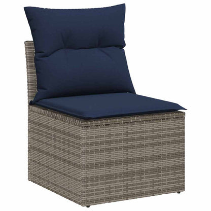 Set Divano da Giardino con cuscino 7 pcs Grigio Poly Rattan