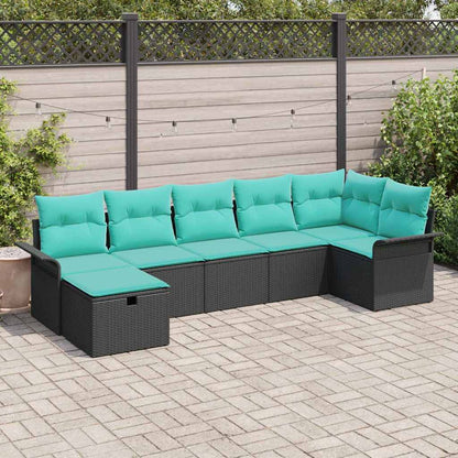 Set Divano da Giardino con cuscino 7 pcs Poly Rattan