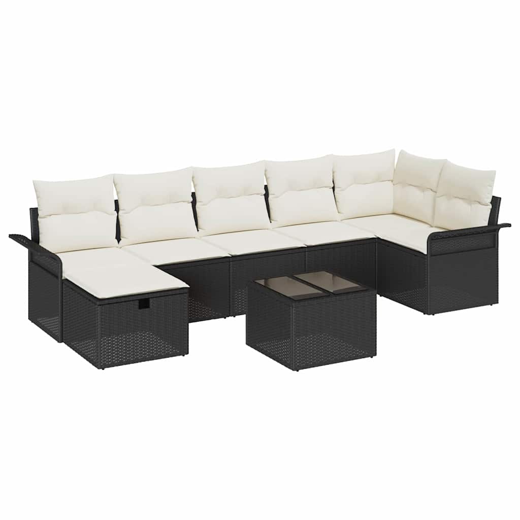 Set Divano da Giardino con cuscino 8 pcs Nero Poly Rattan - homemem39