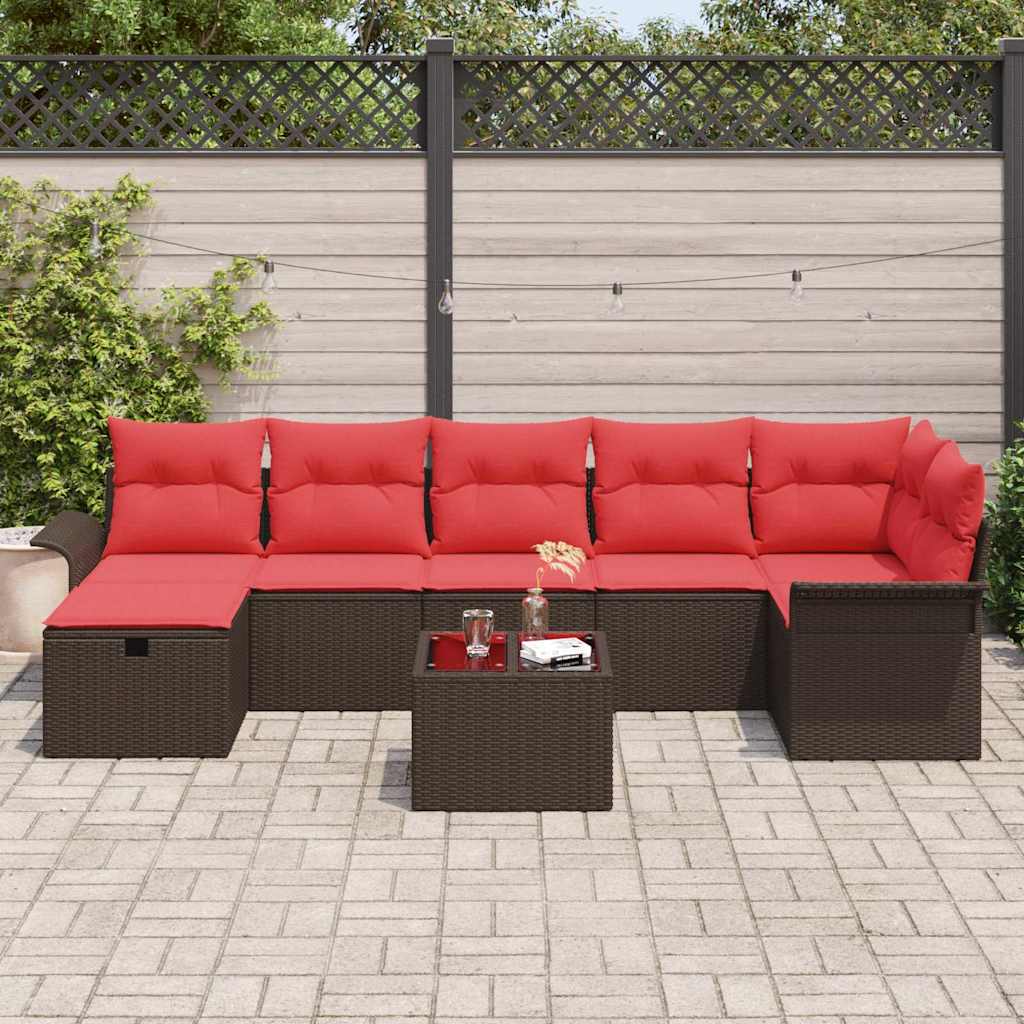 Set Divano da Giardino con cuscino 8 pcs Poly Rattan | homemem39