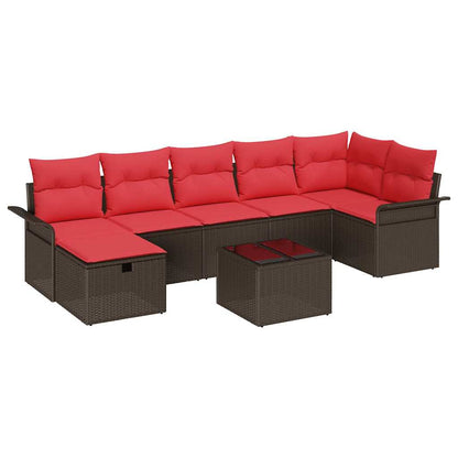 Set Divano da Giardino con cuscino 8 pcs Poly Rattan | homemem39