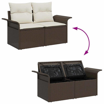Set Divano da Giardino con cuscino 6 pcs Marrone Poly Rattan