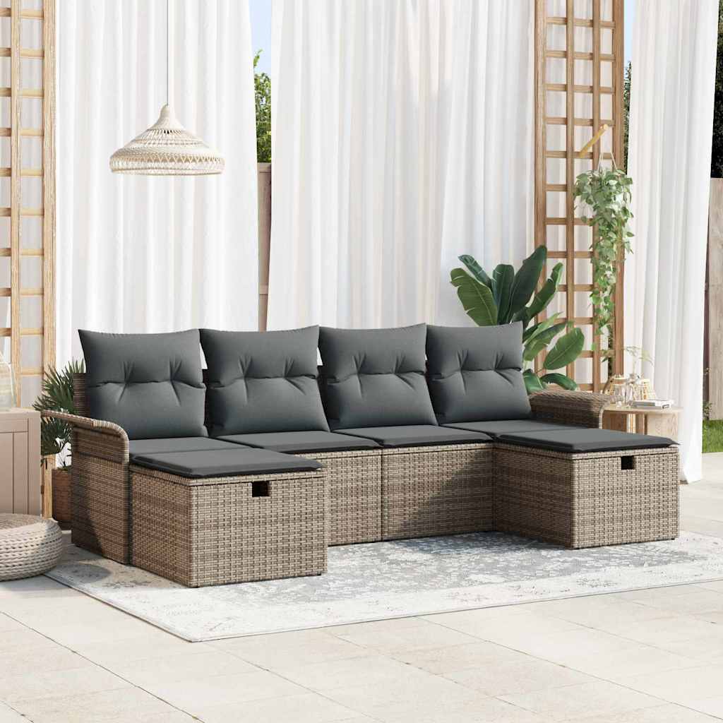 Set Divano da Giardino 6 pz Poly Rattan - homemem39