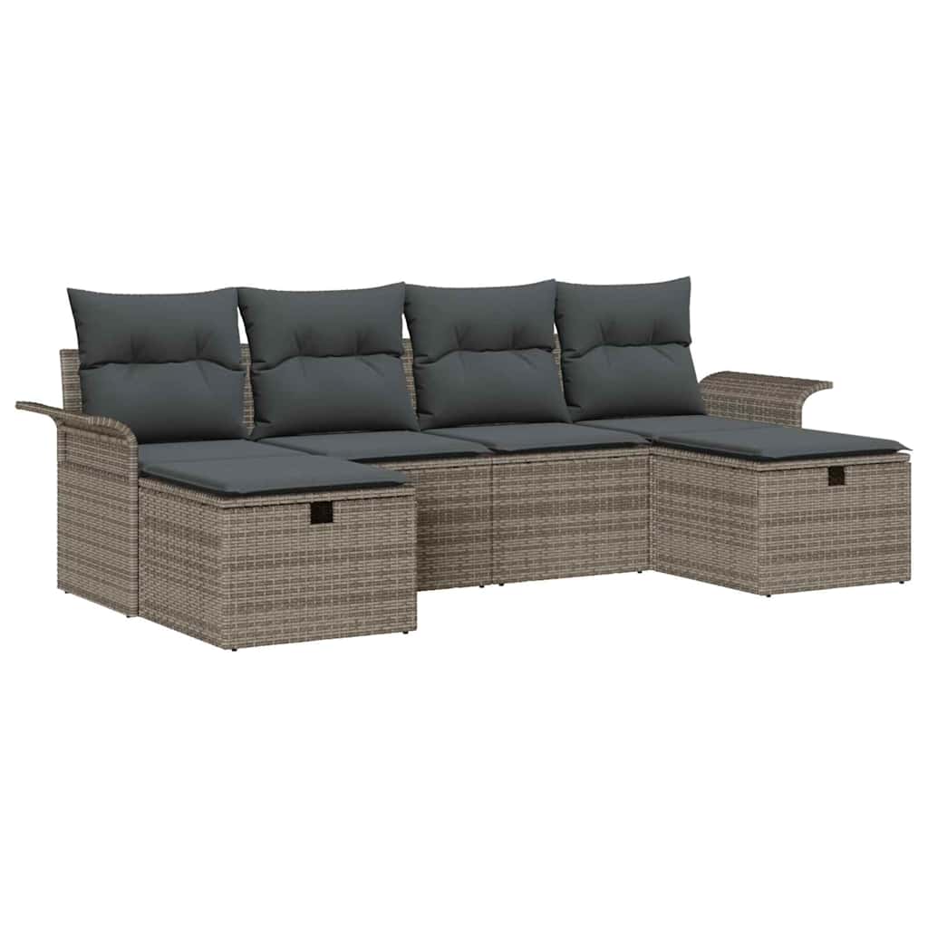 Set Divano da Giardino 6 pz Poly Rattan - homemem39
