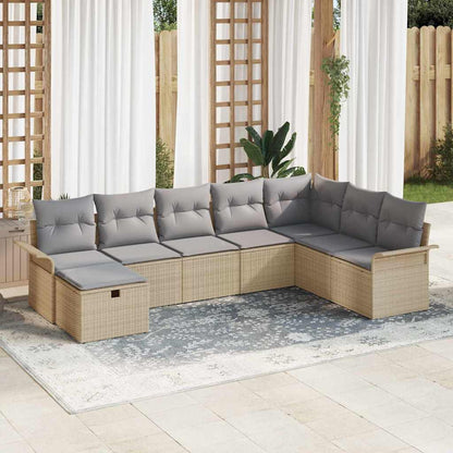 Set Divano da Giardino con cuscino 8 pcs Beige Poly Rattan | homemem39