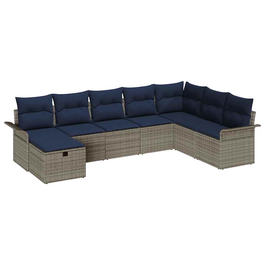 Set Divano da Giardino con cuscino 8 pcs Poly Rattan