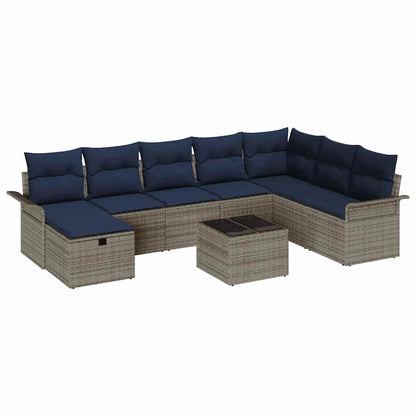 Set Divano da Giardino con cuscino 9 pcs Poly Rattan
