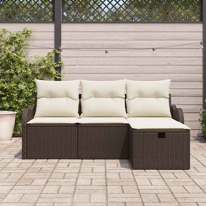 Set Divano da Giardino con cuscino 4 pcs Marrone Poly Rattan - homemem39