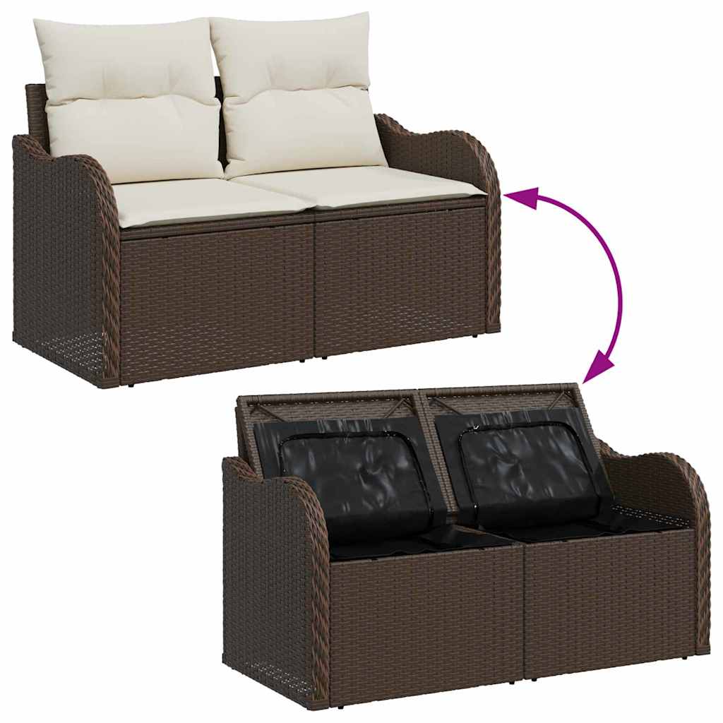 Set Divano da Giardino con cuscino 4 pcs Marrone Poly Rattan - homemem39