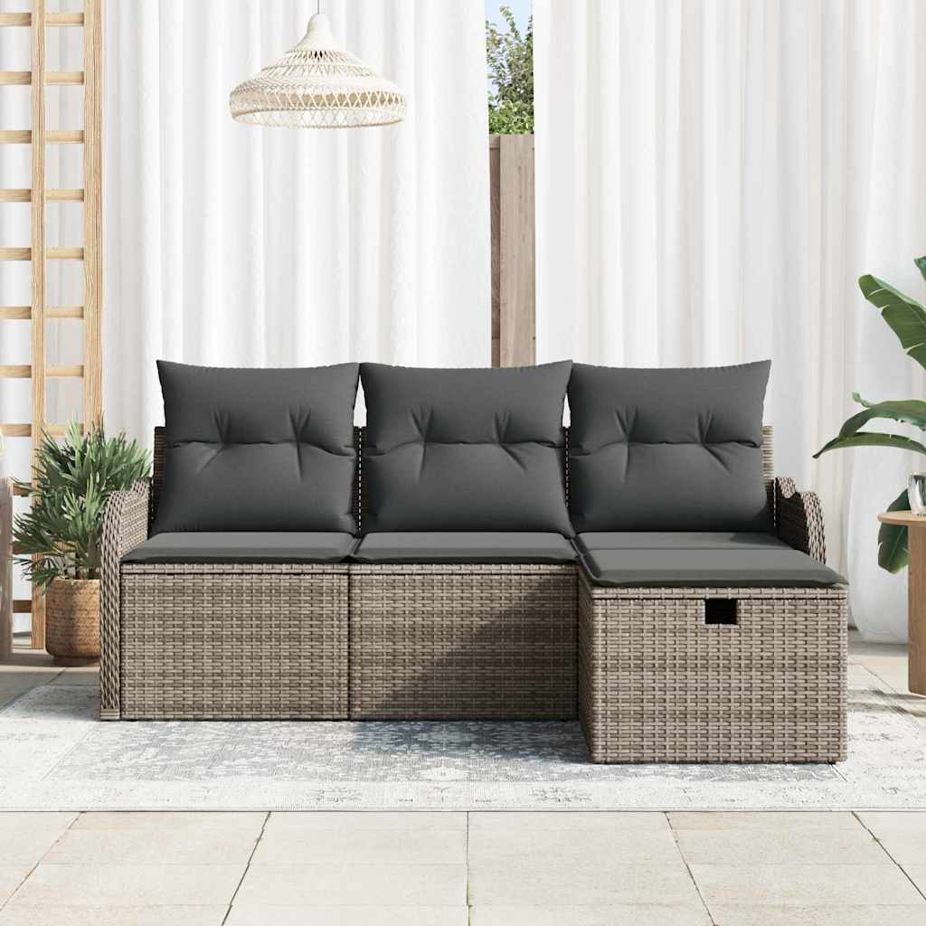Set Divano da Giardino 4 pz Poly Rattan | homemem39