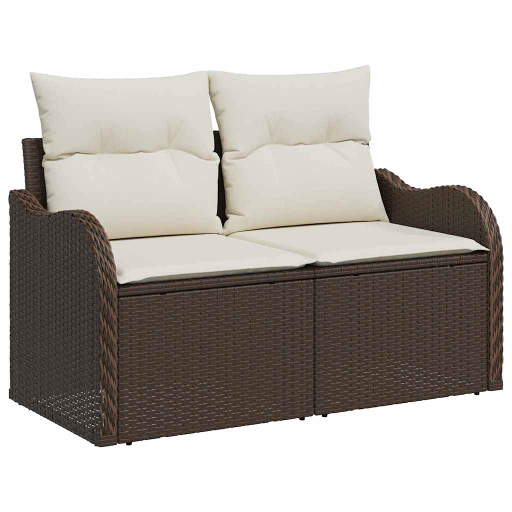 Set Divano da Giardino con cuscino 5 pcs Marrone Poly Rattan - homemem39