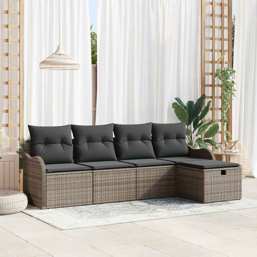 Set Divano da Giardino 5 pz Poly Rattan | homemem39
