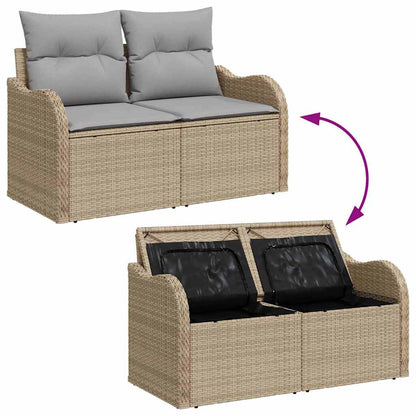 Set Divano da Giardino con cuscino 6 pcs Beige Poly Rattan