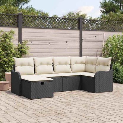 Set Divano da Giardino con cuscino 6 pcs Nero Poly Rattan - homemem39