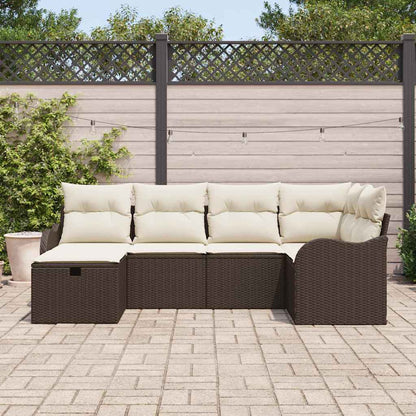 Set Divano da Giardino con cuscino 6 pcs Marrone Poly Rattan - homemem39