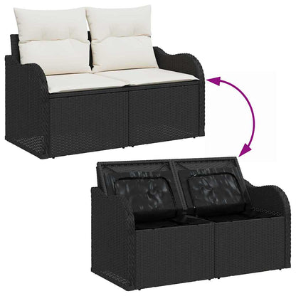 Set Divano da Giardino con cuscino 7 pcs Nero Poly Rattan