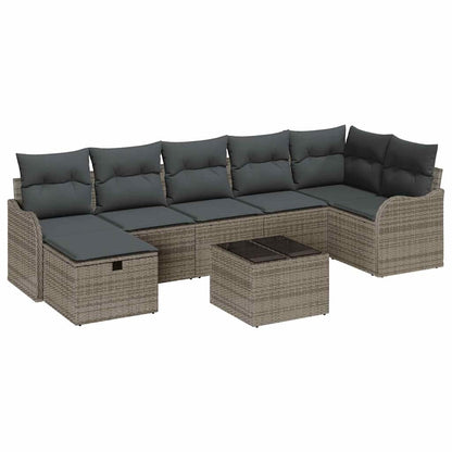 Set Divano da Giardino 8 pz Poly Rattan