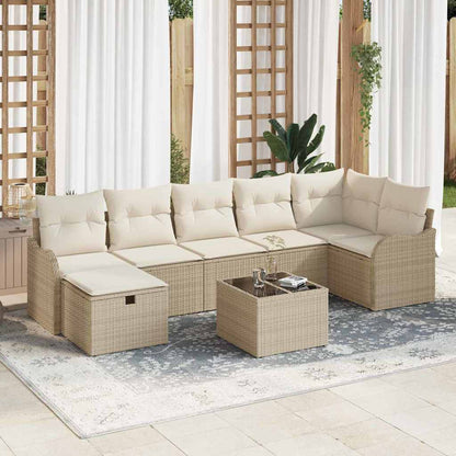 Set Divano da Giardino con cuscino 8 pcs Beige Poly Rattan - homemem39