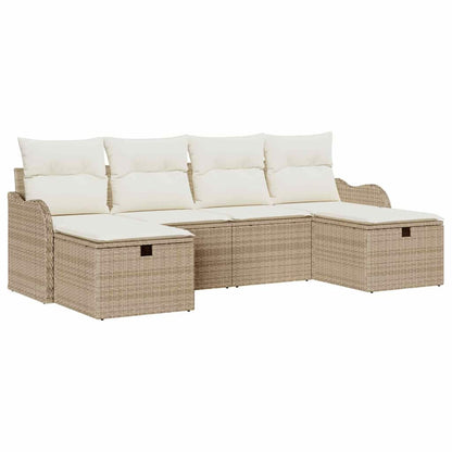 Set Divano da Giardino con cuscino 6 pcs Beige Poly Rattan - homemem39