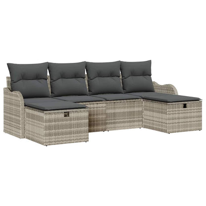 Set Divano da Giardino 6 pcs Grigio chiaro Poly Rattan