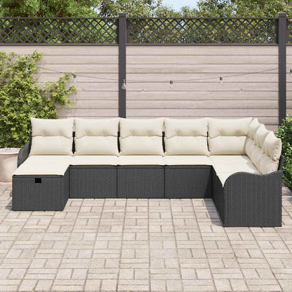 Set Divano da Giardino con cuscino 8 pcs Nero Poly Rattan - homemem39