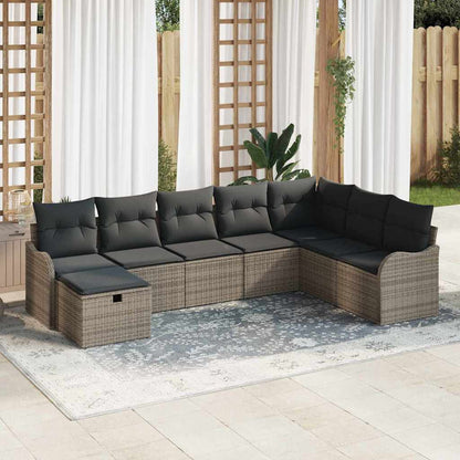 Set Divano da Giardino con cuscino 8 pcs Grigio polyrattan