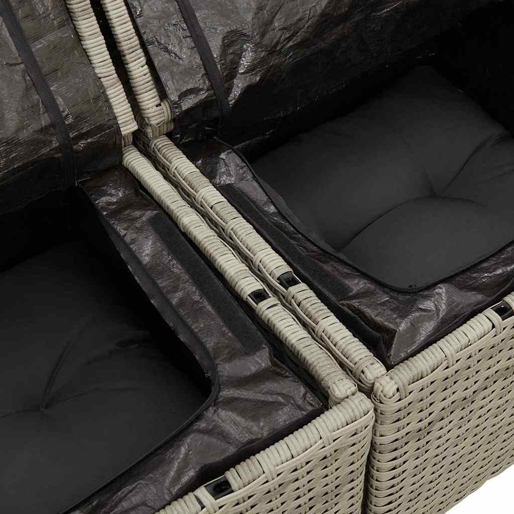 Set Divano da Giardino 8 pcs Grigio chiaro Poly Rattan