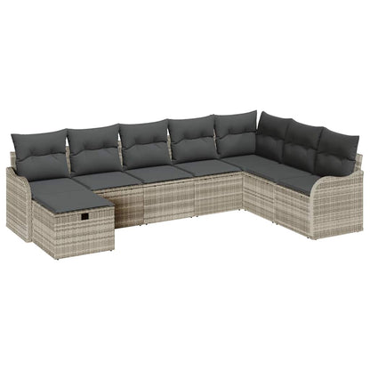 Set Divano da Giardino 8 pcs Grigio chiaro Poly Rattan