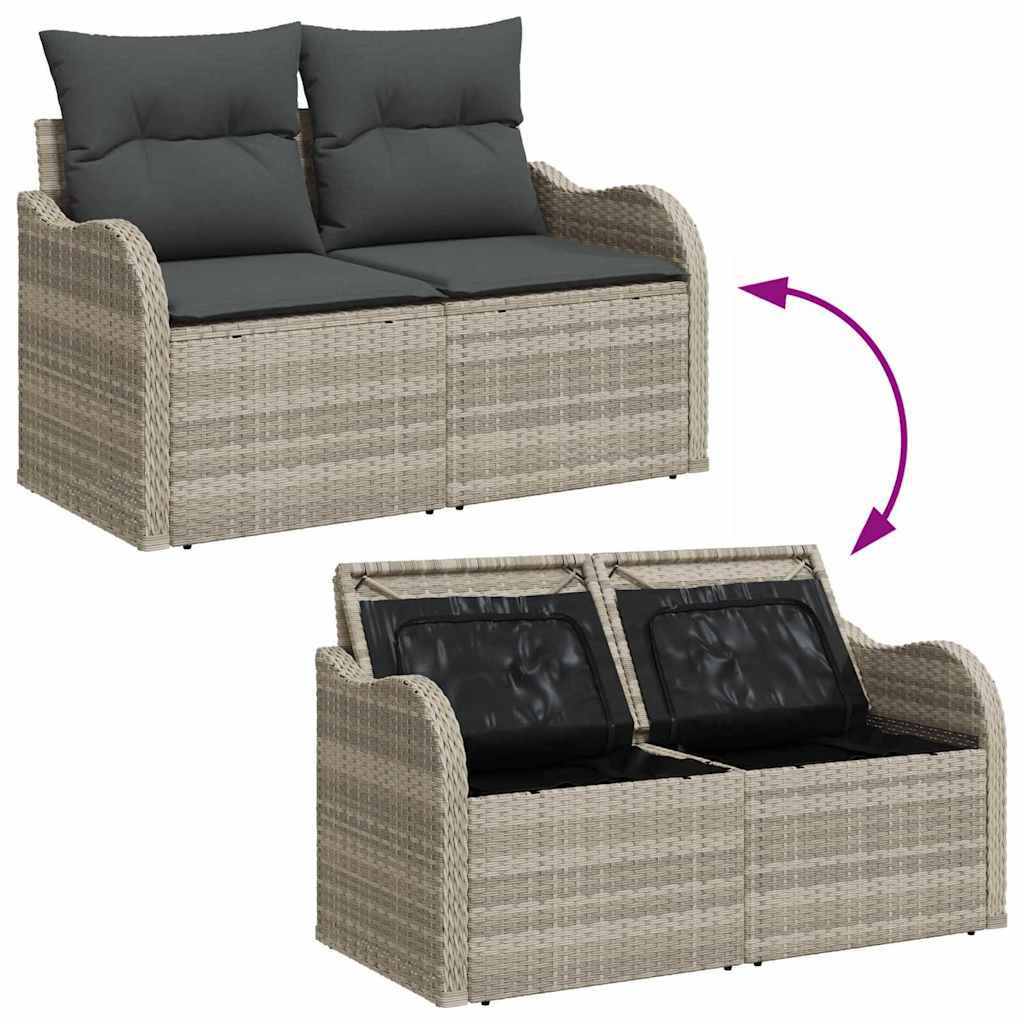 Set Divano da Giardino 8 pcs Grigio chiaro Poly Rattan