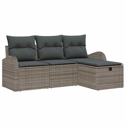 Set Divano da Giardino 4 pz Grigio polyrattan | homemem39