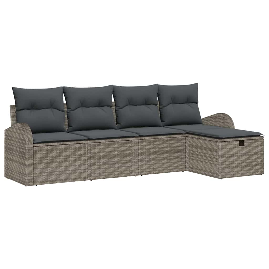 Set Divano da Giardino 5 pz Grigio polyrattan | homemem39