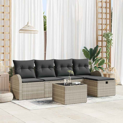 Set Divano da Giardino 6 pcs Grigio chiaro Poly Rattan - homemem39