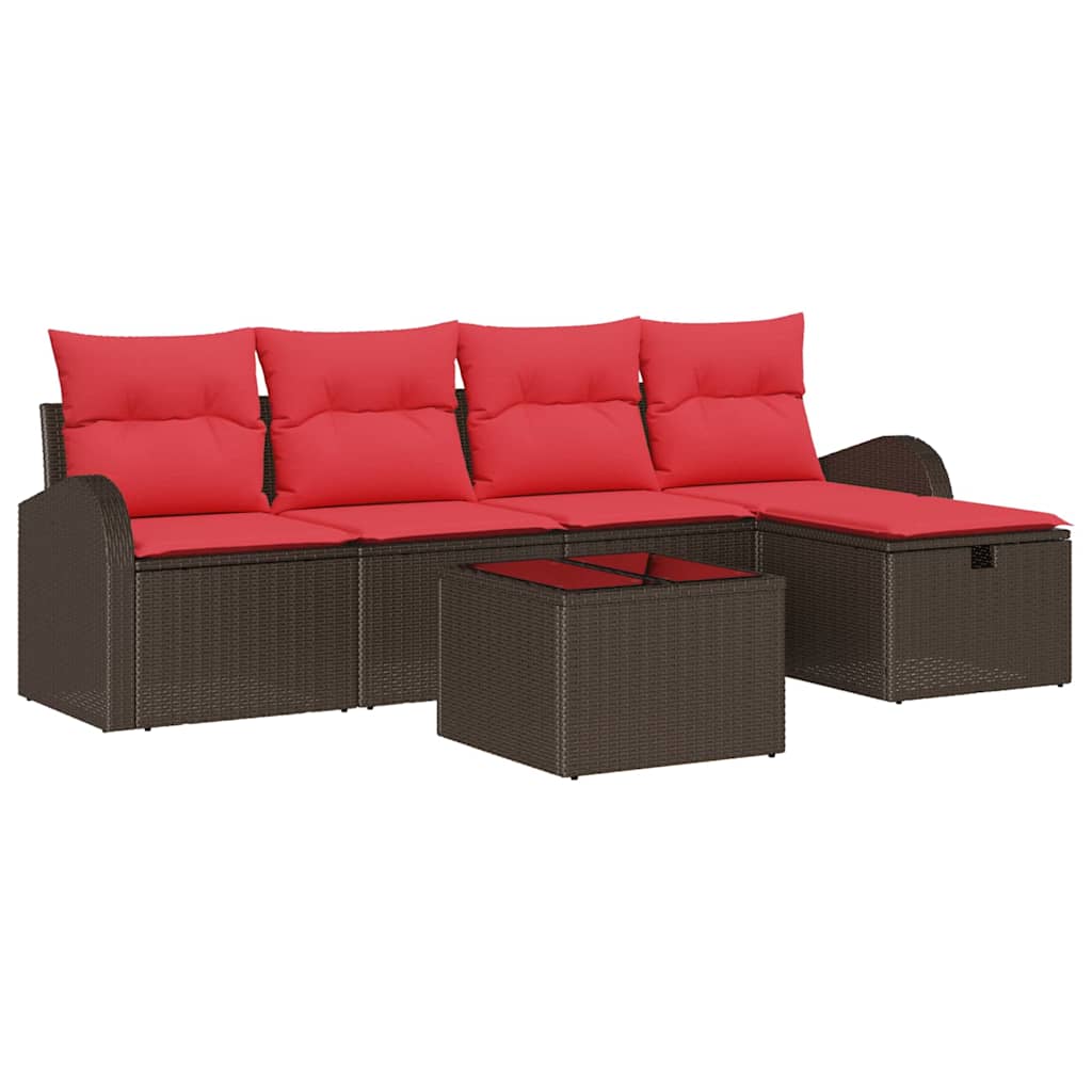 Set Divano da Giardino con cuscino 6 pcs Marrone polyrattan | homemem39