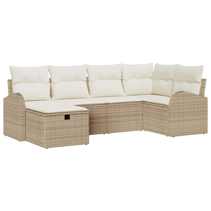Set Divano da Giardino con cuscino 6 pcs Beige Poly Rattan - homemem39