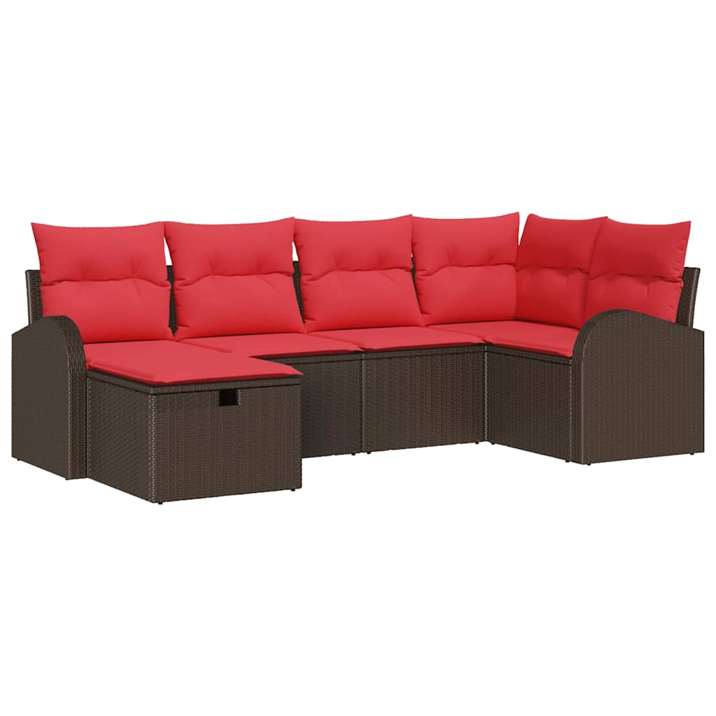 Set Divano da Giardino con cuscino 6 pcs Marrone polyrattan | homemem39