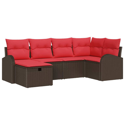 Set Divano da Giardino con cuscino 6 pcs Marrone polyrattan | homemem39