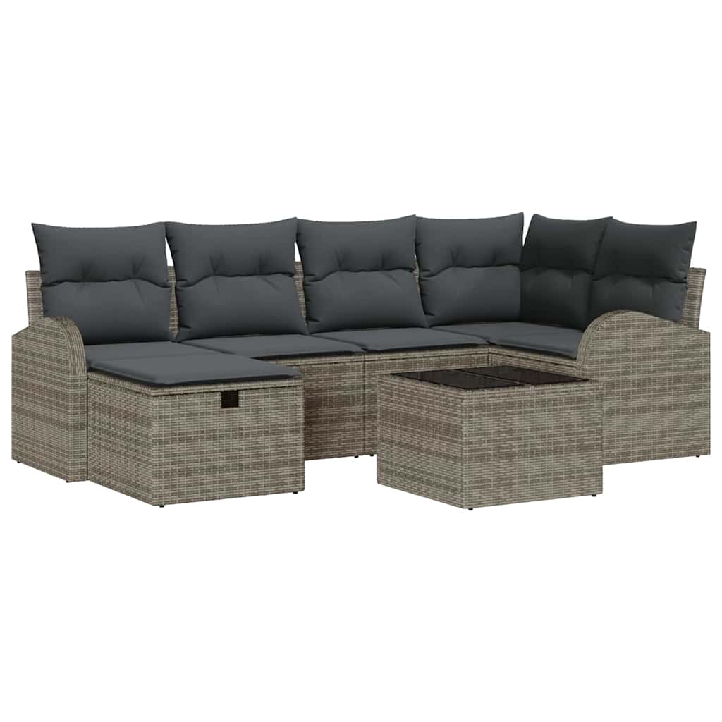 Set Divano da Giardino 7 pz Grigio polyrattan | homemem39