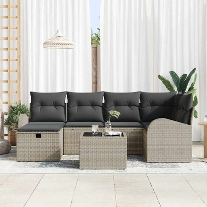 Set Divano da Giardino 7 pcs Grigio chiaro Poly Rattan - homemem39
