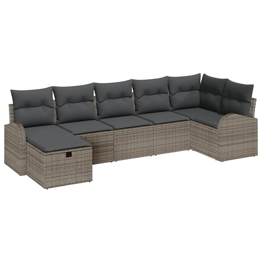 Set Divano da Giardino 7 pz Grigio polyrattan | homemem39