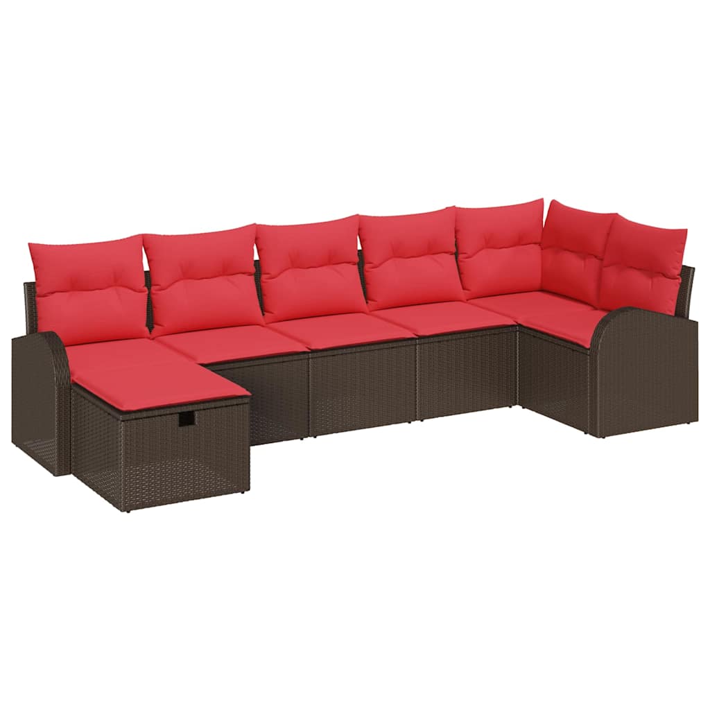 Set Divano da Giardino con cuscino 7 pcs Marrone polyrattan | homemem39