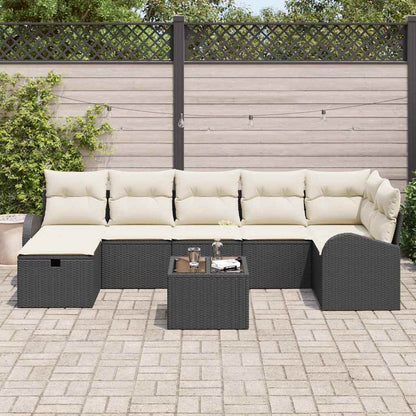 Set Divano da Giardino con cuscino 8 pcs Nero Poly Rattan - homemem39