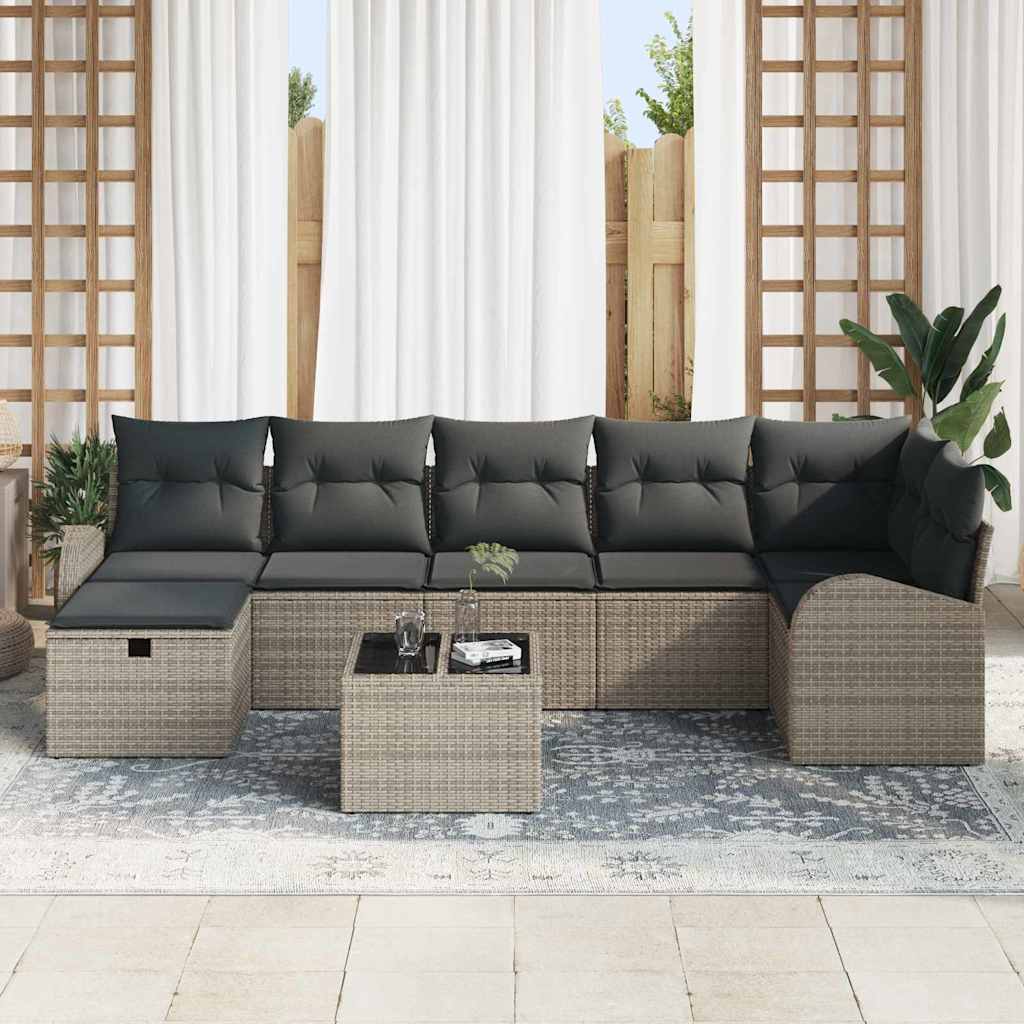Set Divano da Giardino 8 pz Grigio polyrattan | homemem39