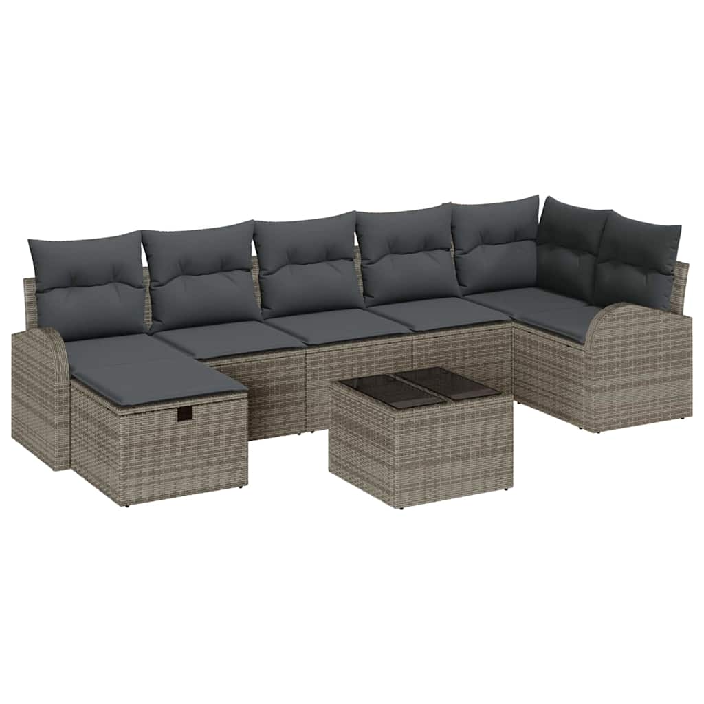 Set Divano da Giardino 8 pz Grigio polyrattan | homemem39