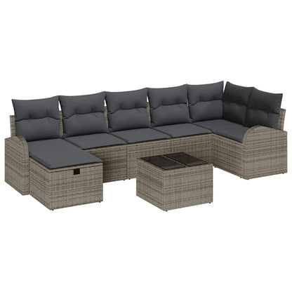 Set Divano da Giardino 8 pz Grigio polyrattan | homemem39