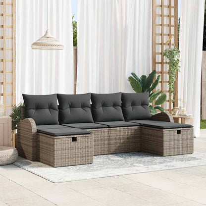Set Divano da Giardino 6 pz Grigio polyrattan