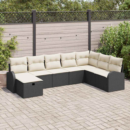 Set Divano da Giardino con cuscino 8 pcs Nero Poly Rattan - homemem39