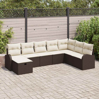 Set Divano da Giardino con cuscino 8 pcs Marrone Poly Rattan - homemem39